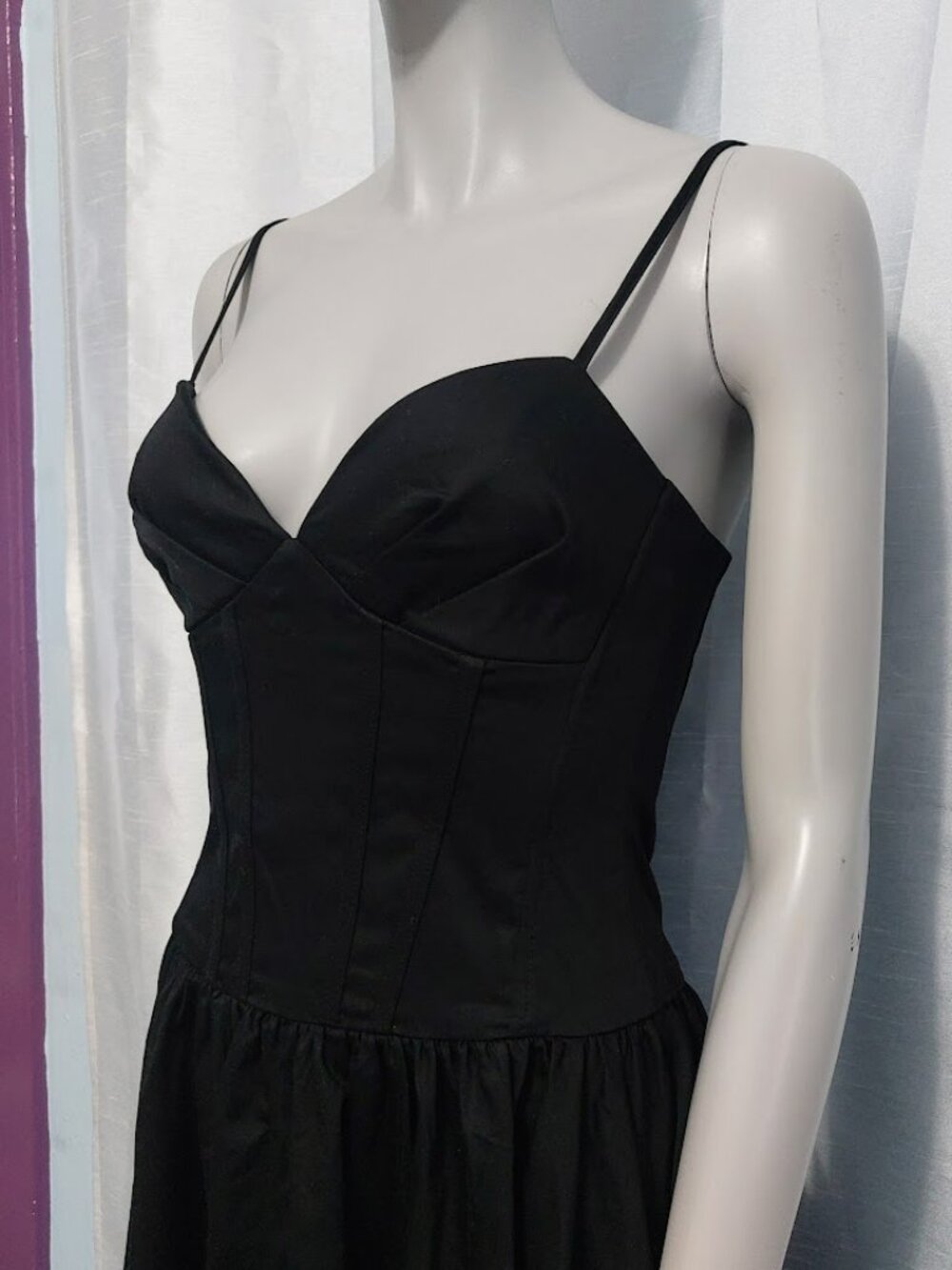 Black Bustier Maxi Dress XS Sweetheart Neckline Dark Romantic Witchy Forever 21